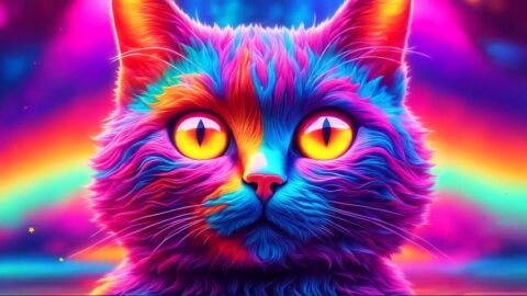 Candy Neon Cat 4K