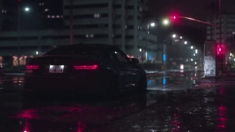 BMW M4 Night City Rainy