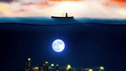 Moon Fishing Surrealism 4K