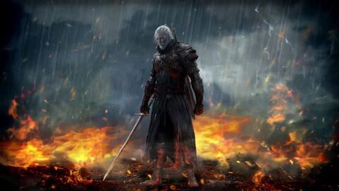 Witcher with Sword / Storm / Flames 4k Quality