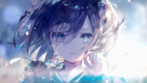 Cute Crying Anime Girl in the Snowfall