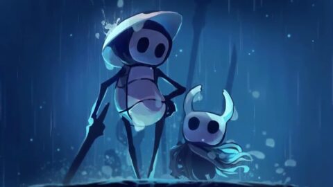 Knight and Quirrel Rainy Hollow Knight