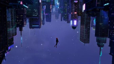 Falling Upside Down Neon City Spider-man Into The Spider-verse