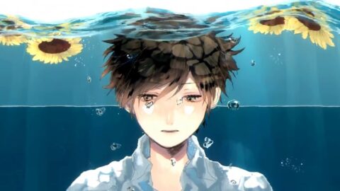 Anime Boy | Underwater | Sunflower | Air bubbles