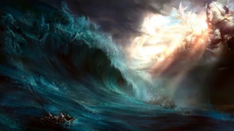 Fantasy Sea Battle Waves Light and Dark 4K – Desktop Theme