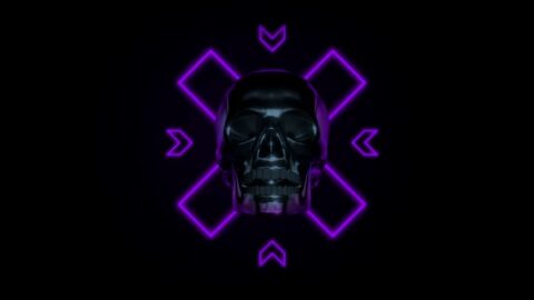 Neon RGB Metallic Skull Fantasy Background 4K Quality