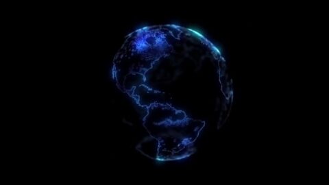 Blue Hologram of Planet Earth