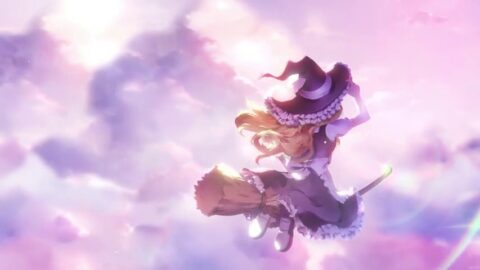 Cute Marisa Kirisame Flying a Broom In The Sky | Touhou Project – Free Theme