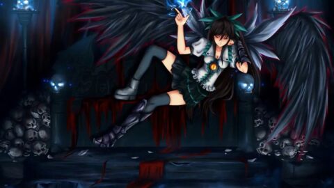 Reiuji Utsuho with Black Wings Sitting On The Throne Touhou Project 4K – Animated Theme