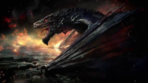 Fantasy Creatures / Black Dragon / Fire – Animated Background