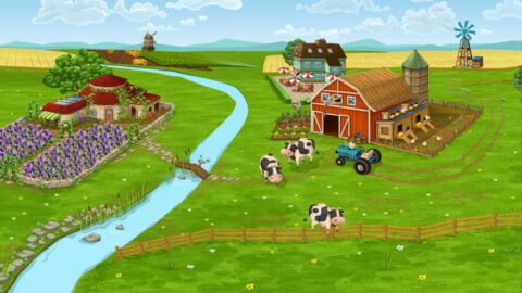 Big Farm Animated Colorful Landscape – Live Wallpaper