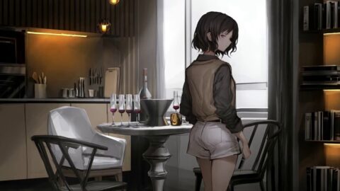 Cute Anime Girl Standing In The Living Room 4K – Desktop Theme