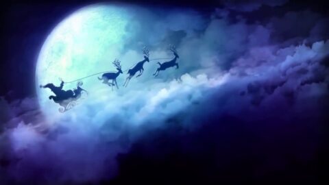 Santa Clouds Reindeer Sledding Christmas – Live Wallpaper