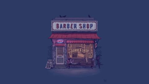 Barber Shop Open Neon Sign Minimalism