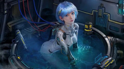 Rei Ayanami with Blue Hairs is Bathing | Neon Genesis Evangelion 4K – Video Theme