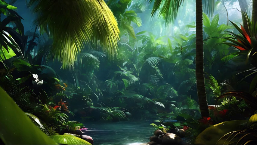 Fantasy Tropical Forest | River | Palms 4K Quality Desktop ...