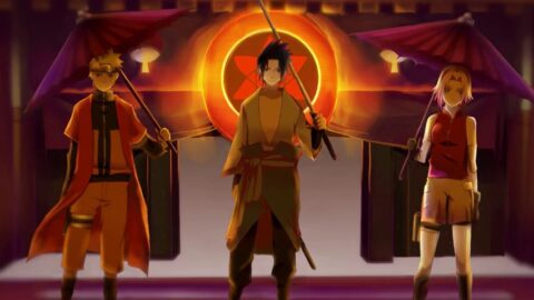 Naruto with Sasuke and Sakura with Umbrella 4K – Live Desktop