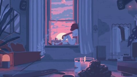 Cozy Room Sunset Girl On The Windowsill – Live Wallpaper