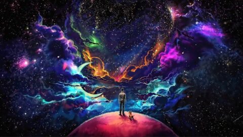 Cosmic Space / Red Planet / Man With Dog – Fantasy Live Wallpaper