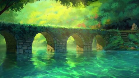 Stone Bridge In Forest River Fantasy World – Live Wallpaper
