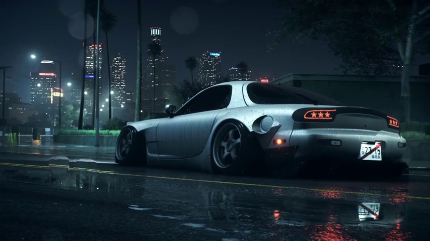Mazda RX-7 Night City Rain - LiveWallpapers4Free.com