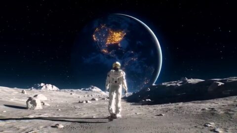 Astronaut Walking on the Moon