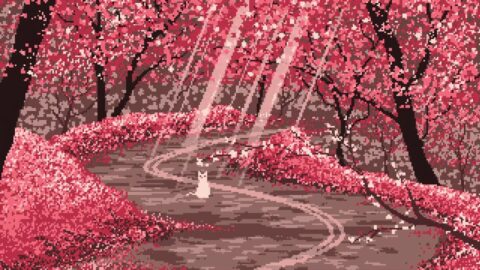 Cat on Street | Sakura Forest Pixel Art