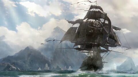 Pirate Ship in the Bay | Sea | Clouds – Video Theme