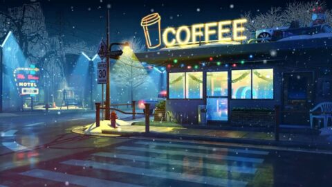 Frozen Coffee | Street | Winter | Snowfall 4K Quality