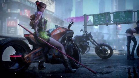 Futuristic Biker Girl / Cyberpunk 2077 4K Quality
