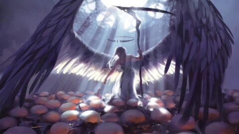 Beautiful Angel With Huge Wings and Scythe 4K – Desktop Background