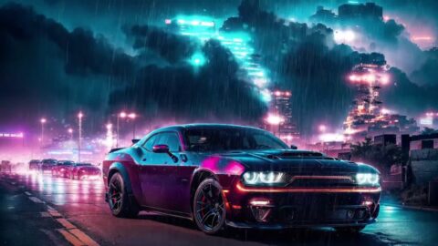 Dodge Challenger Hellcat Rainy Night