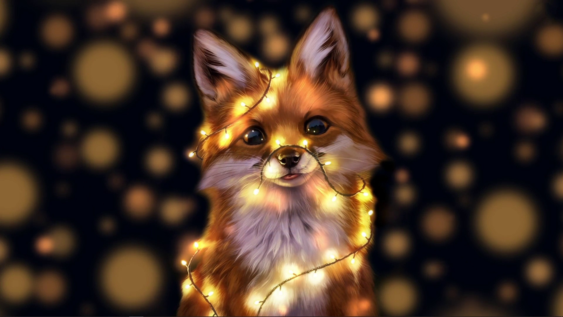 Super Cute Fox in Lights - Live Windows Desktop - LiveWallpapers4Free.com