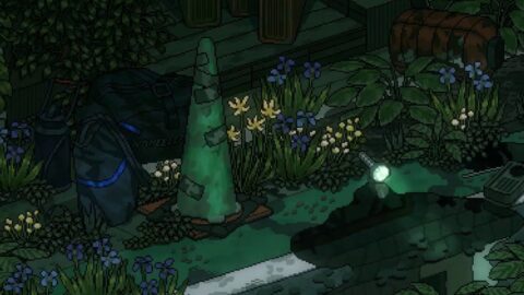Small Garden at Night Flashlight Rain Pixel 4K – Dekstop Theme