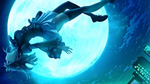 Sad Anime Girl Levitating | Full Moon 4K – Live Desktop