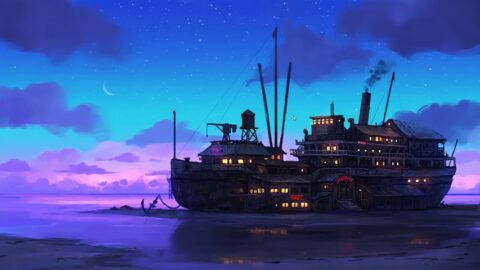 Fantasy Ship Hotel / Neon Welcome / 4K – Animated Desktop