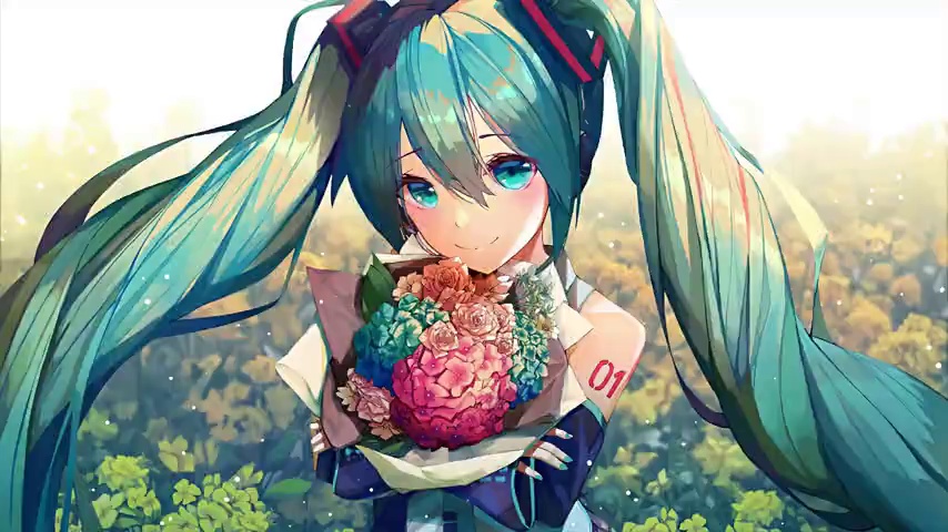 Hatsune Miku Vocaloid And Flowers 4k - Desktop Theme 