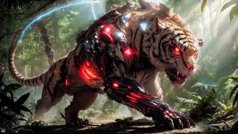 Cyborg Tiger | Futuristic | Battered Wild Animal