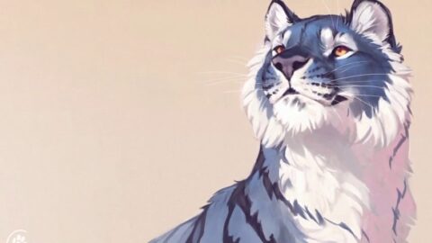 Blue or Gray Tiger Cute Wild Big Cat Minimalism