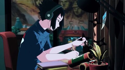 Sasuke Studying with Shuriken in Hand Anime Live Wallpaper