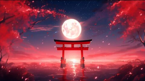 Torii Gate Sakura | Blood Moonlight | River