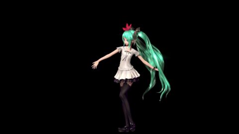 Beautiful Anime Girl Hatsune Miku Dancing Hologram – Free Live Wallpaper