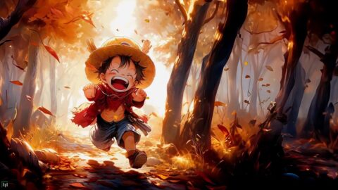 Luffy Kid | Joyfully Runs Through The Autumn Forest | One Piece