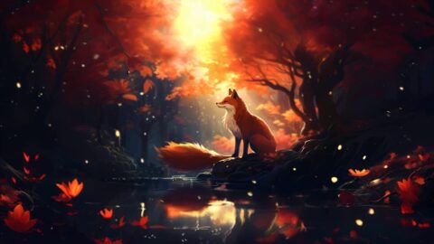Fox | Golden Autumn | Forest | Pond