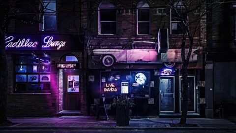 Midnight Cadillac Lounge Neon Lights 4K – Desktop Theme