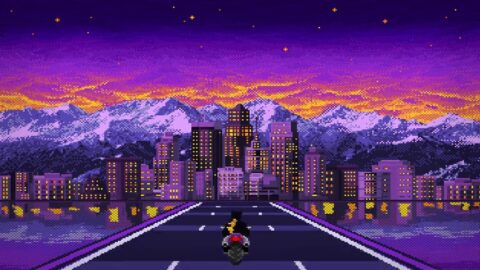 RetroWave | Biker | City | Pixel Art 4K Quality