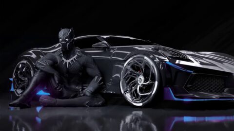 Black Panther Bugatti RGB Neon Light 4K – Live Theme