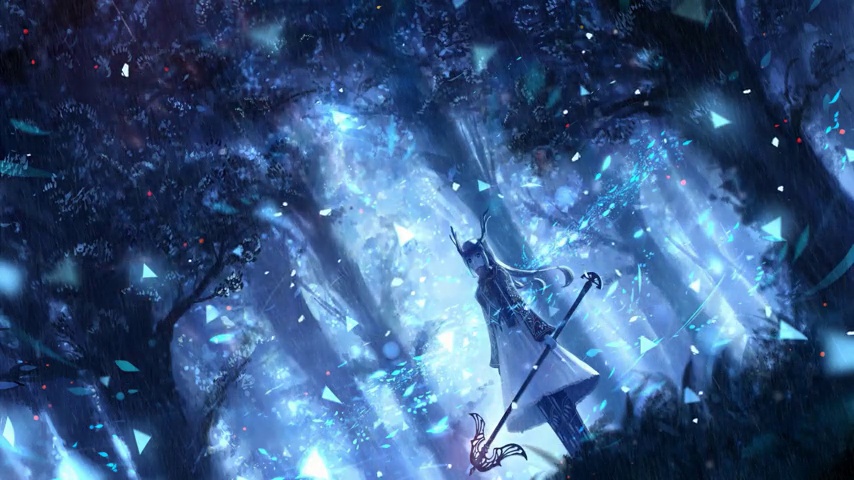 Anime Girl Blue Particles Fantasy Magical Forest 4K - Animated Theme ...