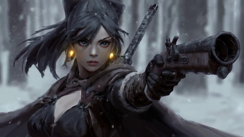 Fantasy Girl Holding a Gun In The Snow - Desktop Animated ...