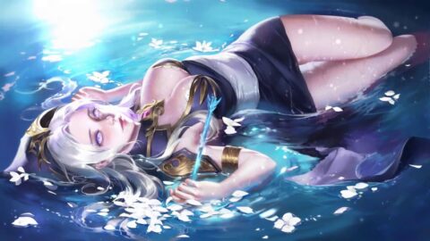 Ashe Lying On The Water | League Of Legends 4K – Animated Wallpaper